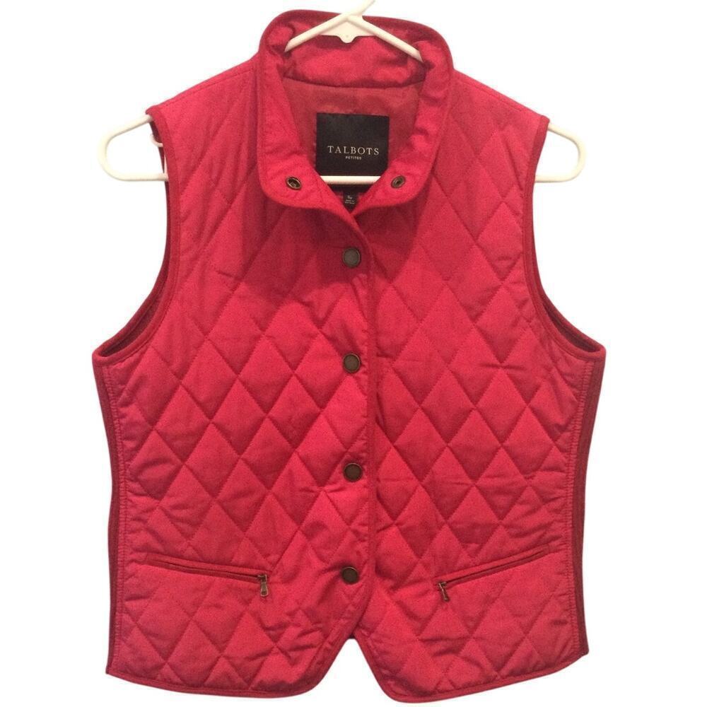 Talbots Women Quilted‎ Vest SP Pink Classic Preppy Layers Transitional Stretch